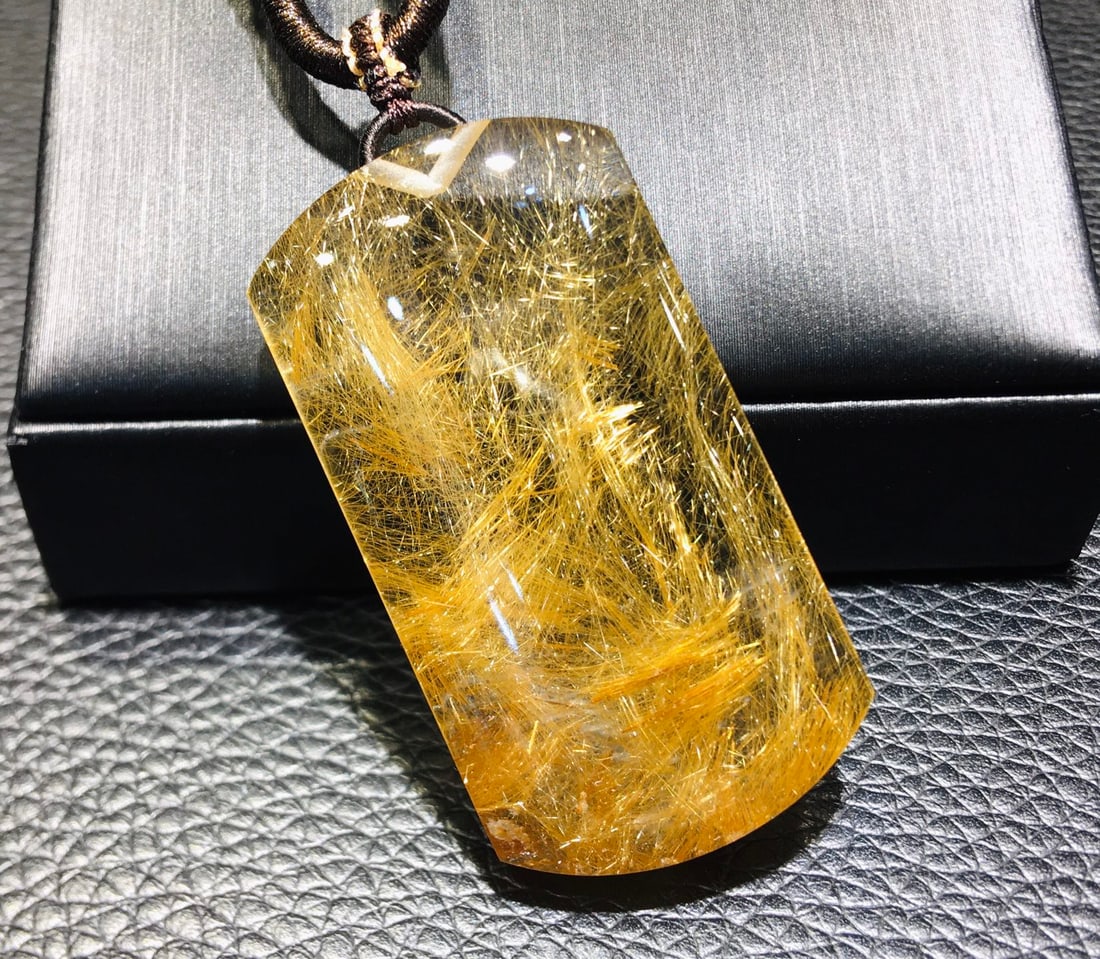 Natural Golden Rutilated Quartz Pendant - 3