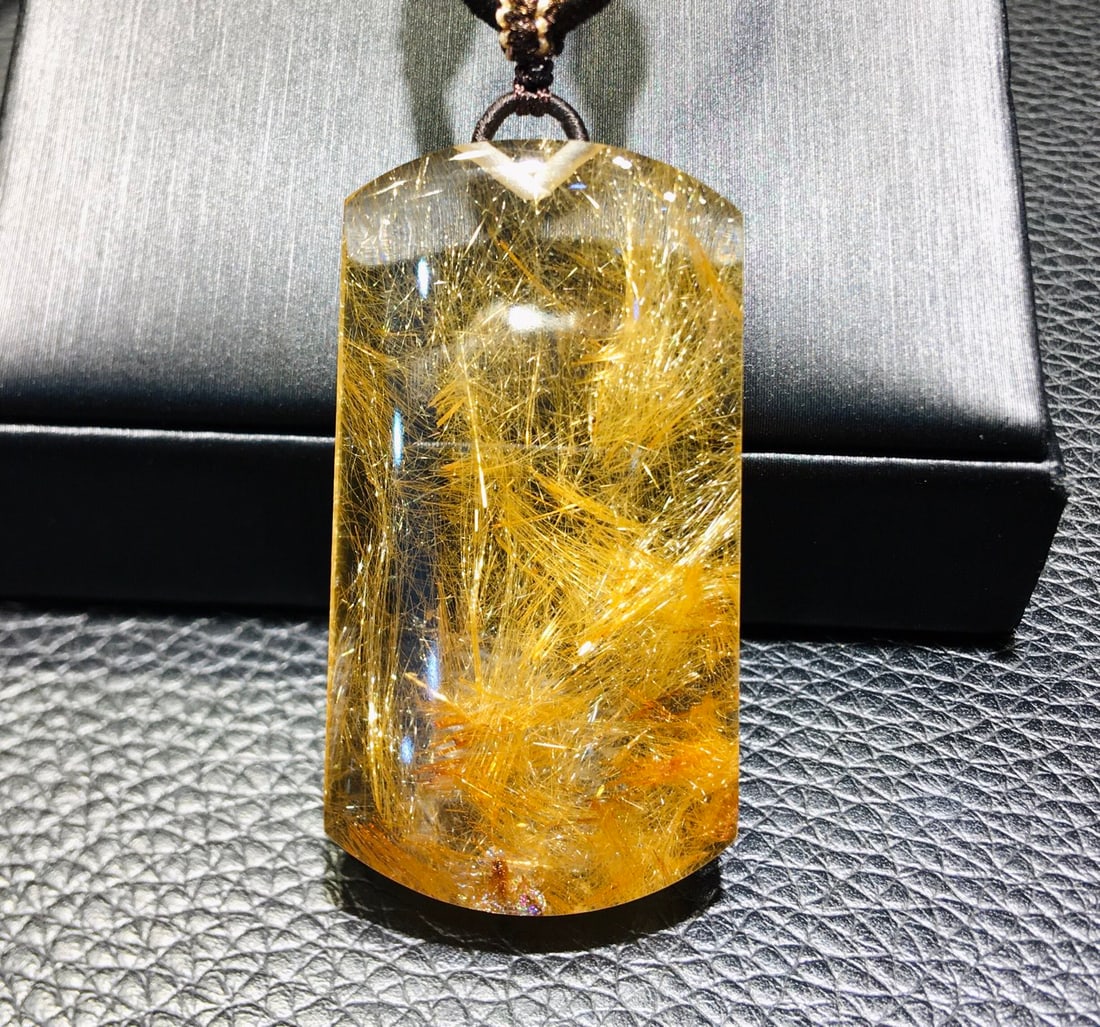 Natural Golden Rutilated Quartz Pendant - 5