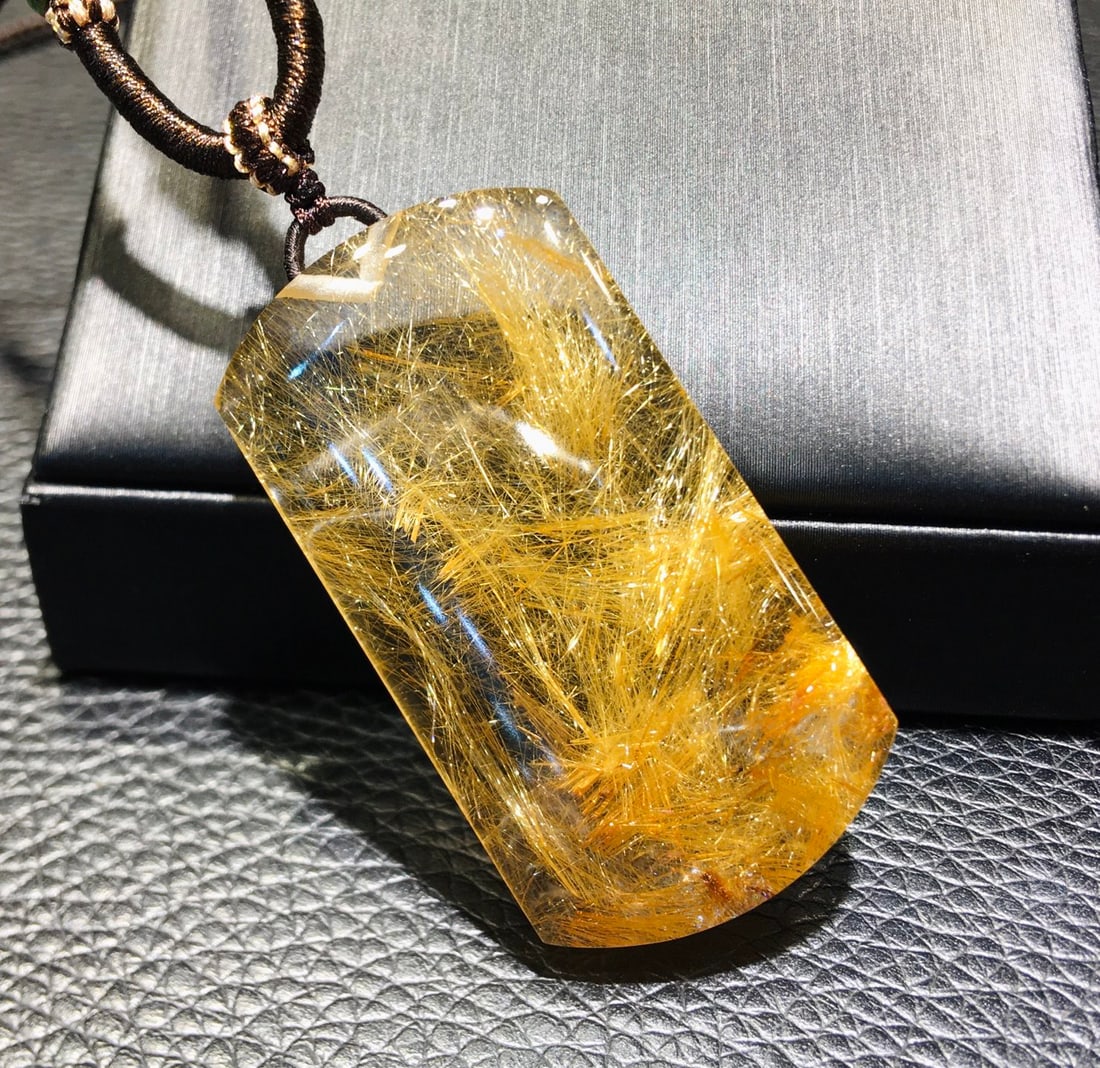 Natural Golden Rutilated Quartz Pendant - 6