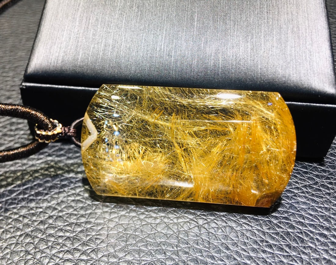 Natural Golden Rutilated Quartz Pendant - 7