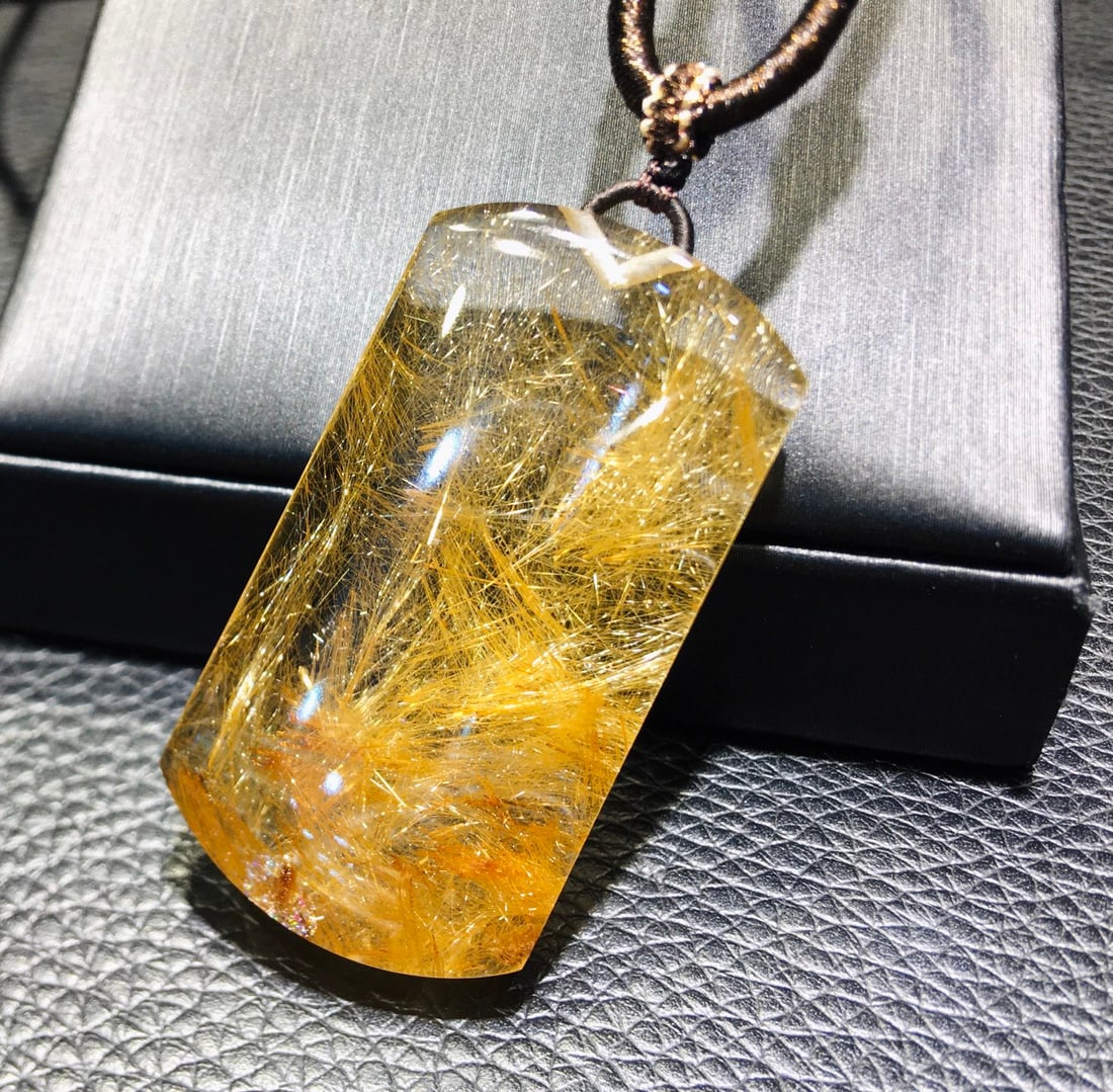 Natural Golden Rutilated Quartz Pendant - 8