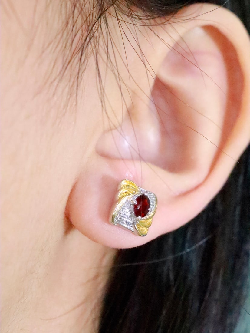 Platinum Natural Pigeon Blood Ruby Earrings - 6