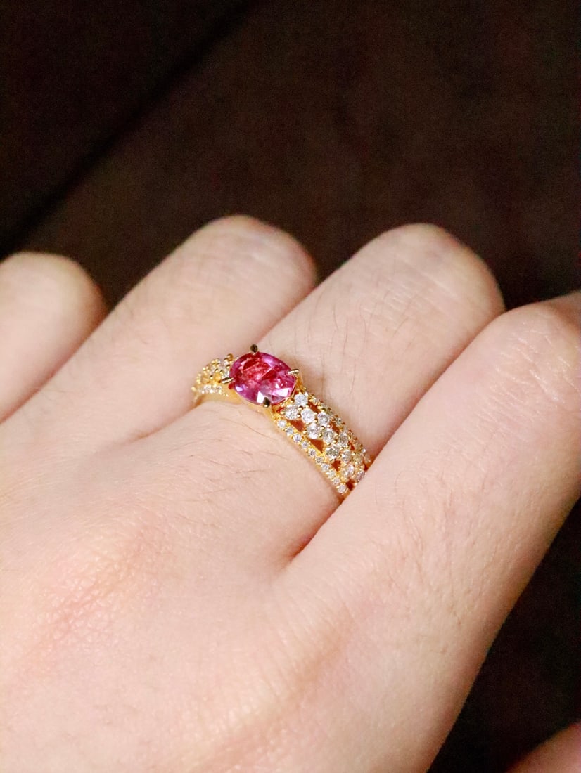 18K Gold Natural Unheated Ruby Ring - 6