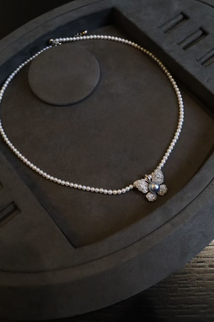 Natural Pearl Butterfly Necklace - 3