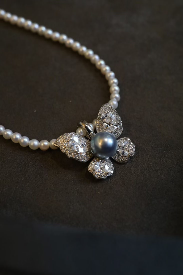 Natural Pearl Butterfly Necklace - 5