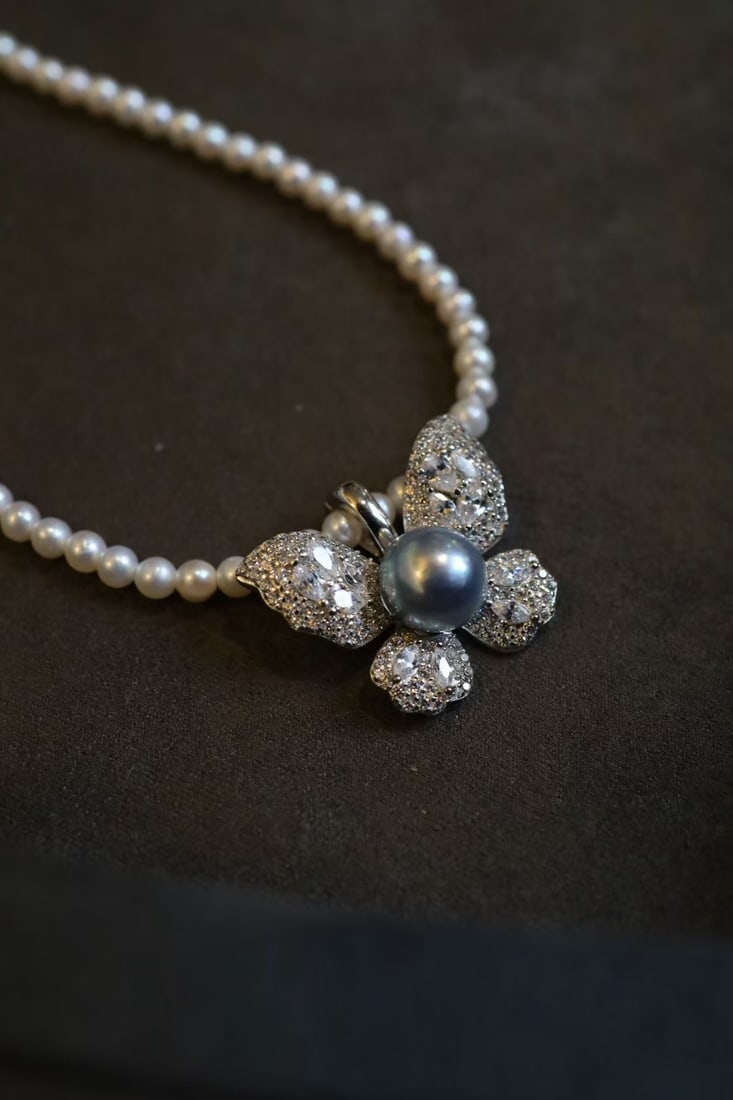 Natural Pearl Butterfly Necklace - 6