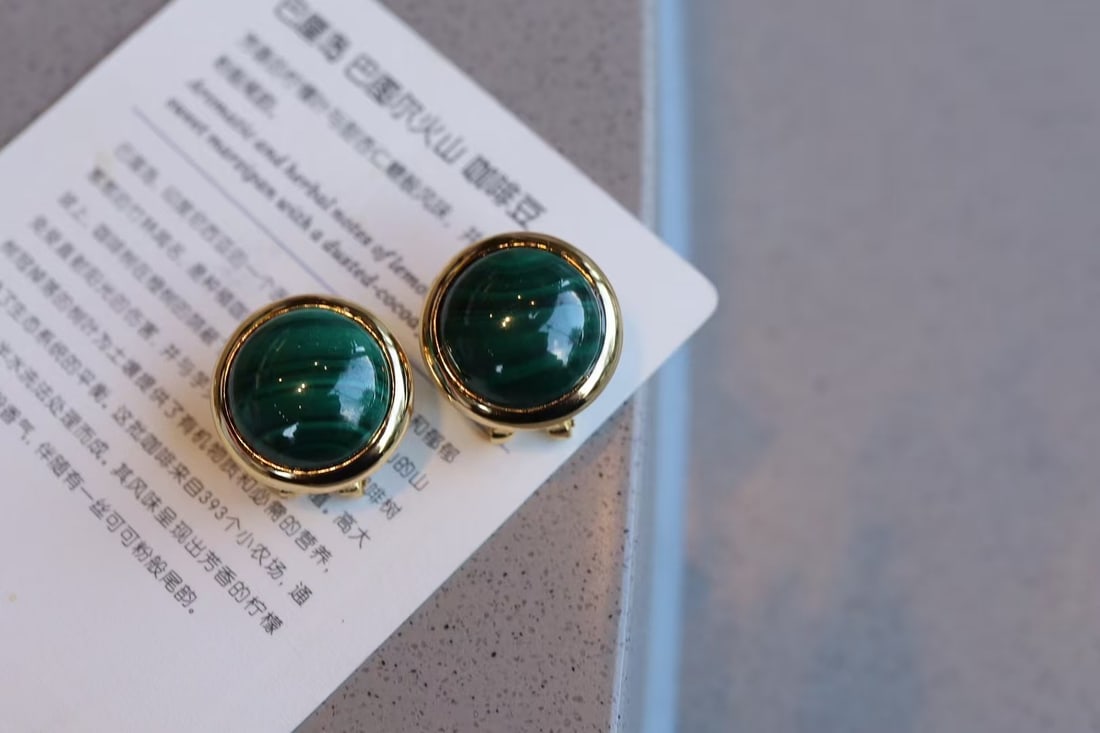 Natural Malachite Earrings - 3