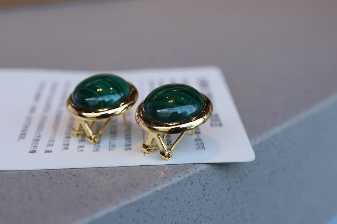 Natural Malachite Earrings - 4