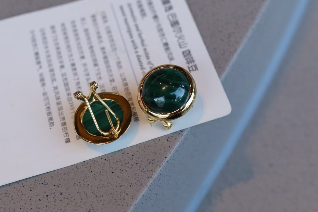 Natural Malachite Earrings - 5