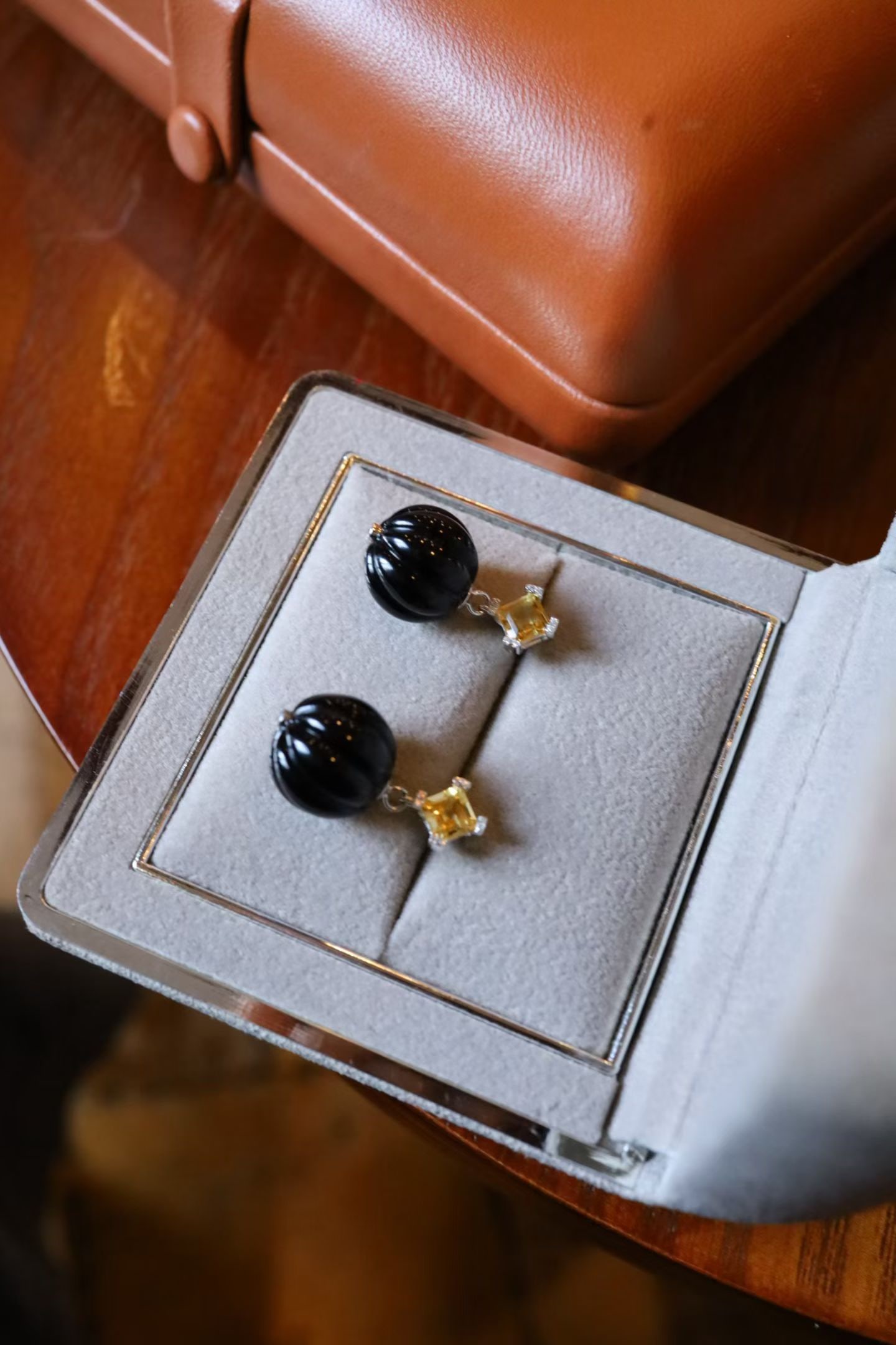 Sterling Silver Black Agate Earrings - 2