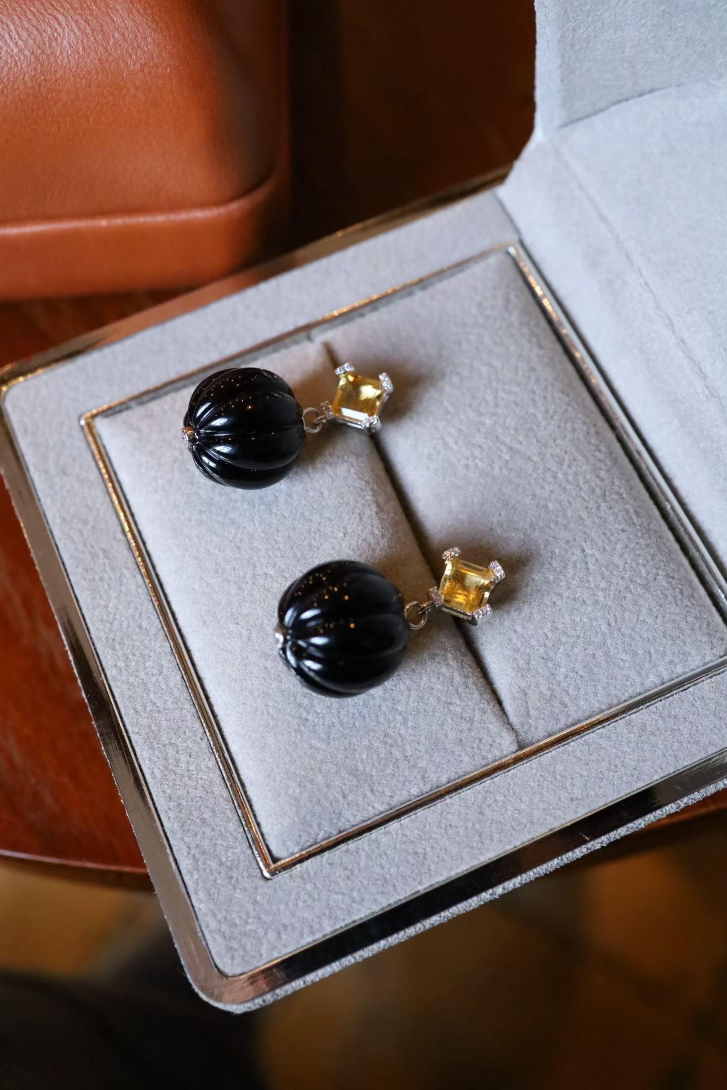 Sterling Silver Black Agate Earrings - 3