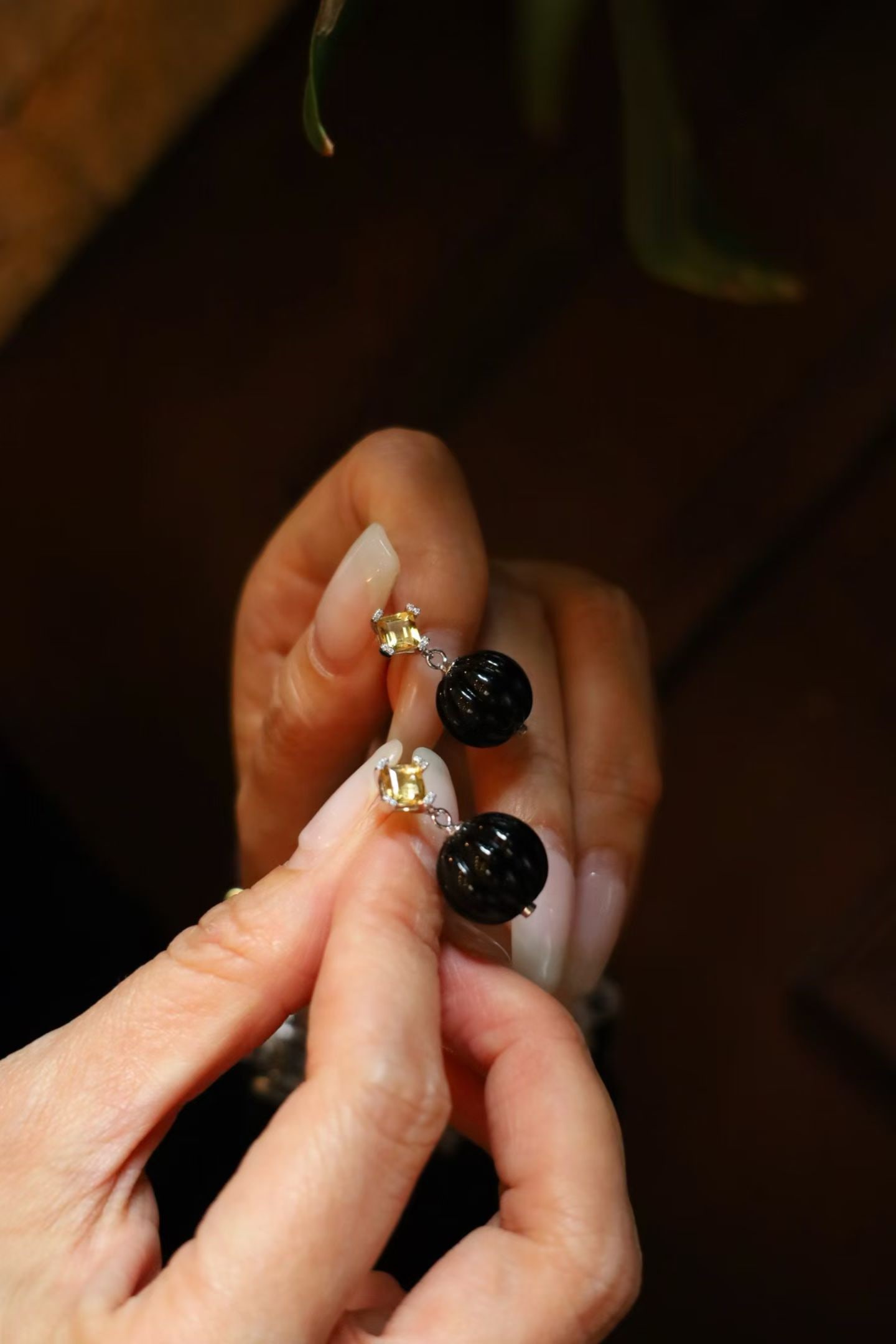 Sterling Silver Black Agate Earrings - 5
