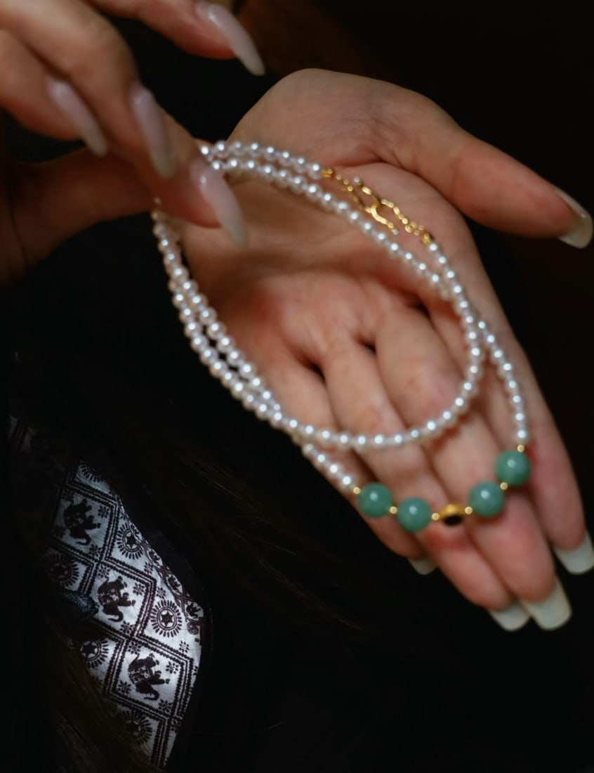 Pearl and Jade Necklace - 2