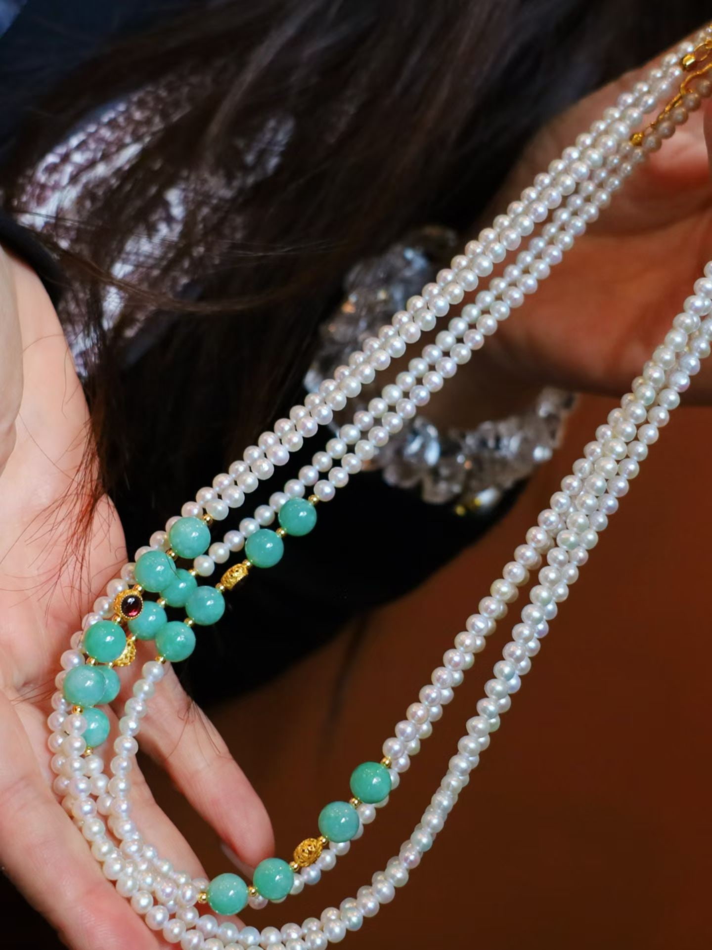 Pearl and Jade Necklace - 4