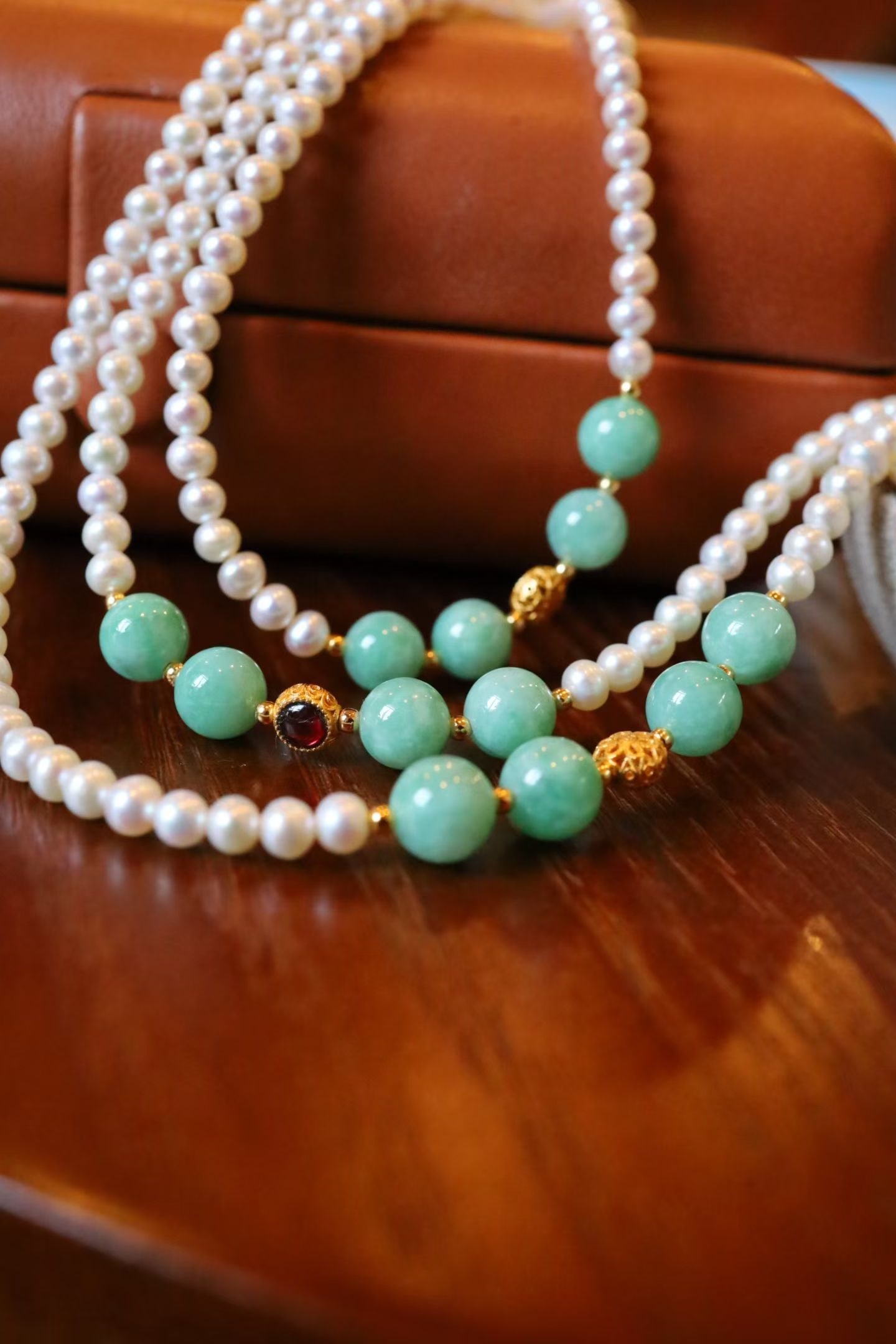 Pearl and Jade Necklace - 6