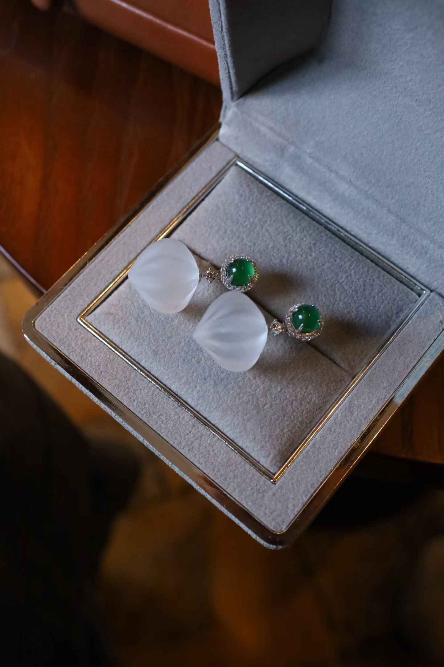 Sterling Silver Natural White Crystal Earrings - 2