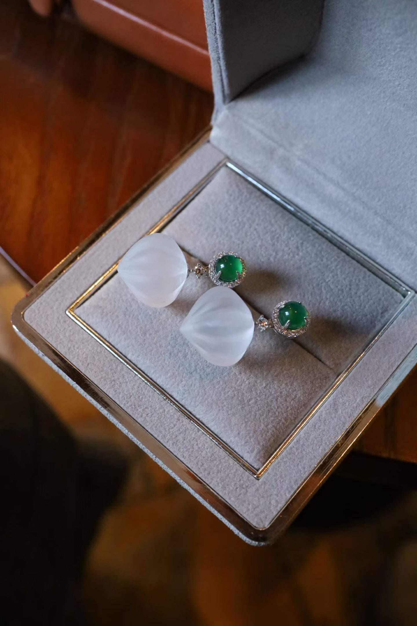 Sterling Silver Natural White Crystal Earrings - 3