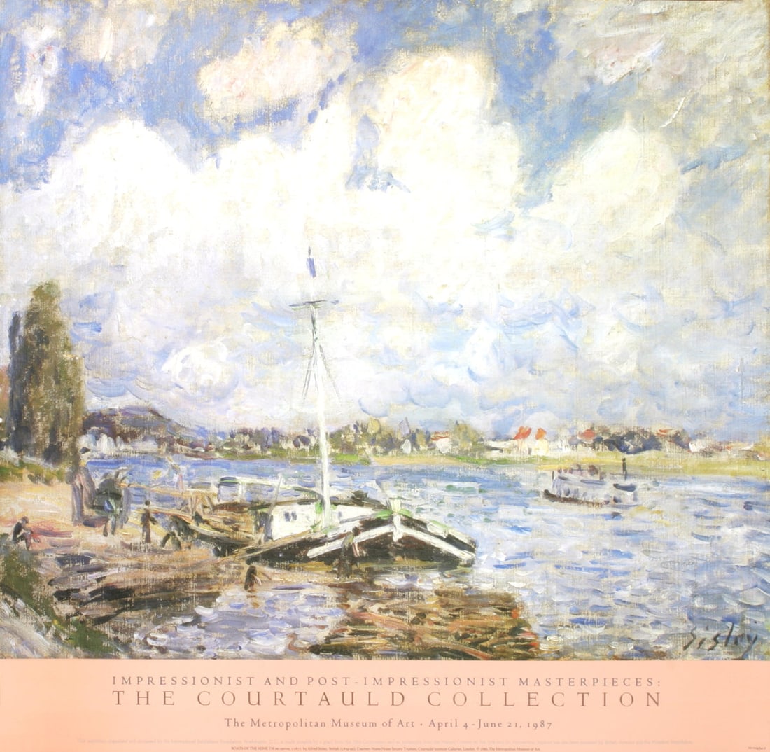 Boats of the Seine: Boats of the Seine by Alfred Sisley, 1995 Unsigned Offset Lithograph. Paper size is 30 x 31 inches, with an image size of 26.25 x 31 inches. The Offset Lithograph is from an edition size of 1000 and