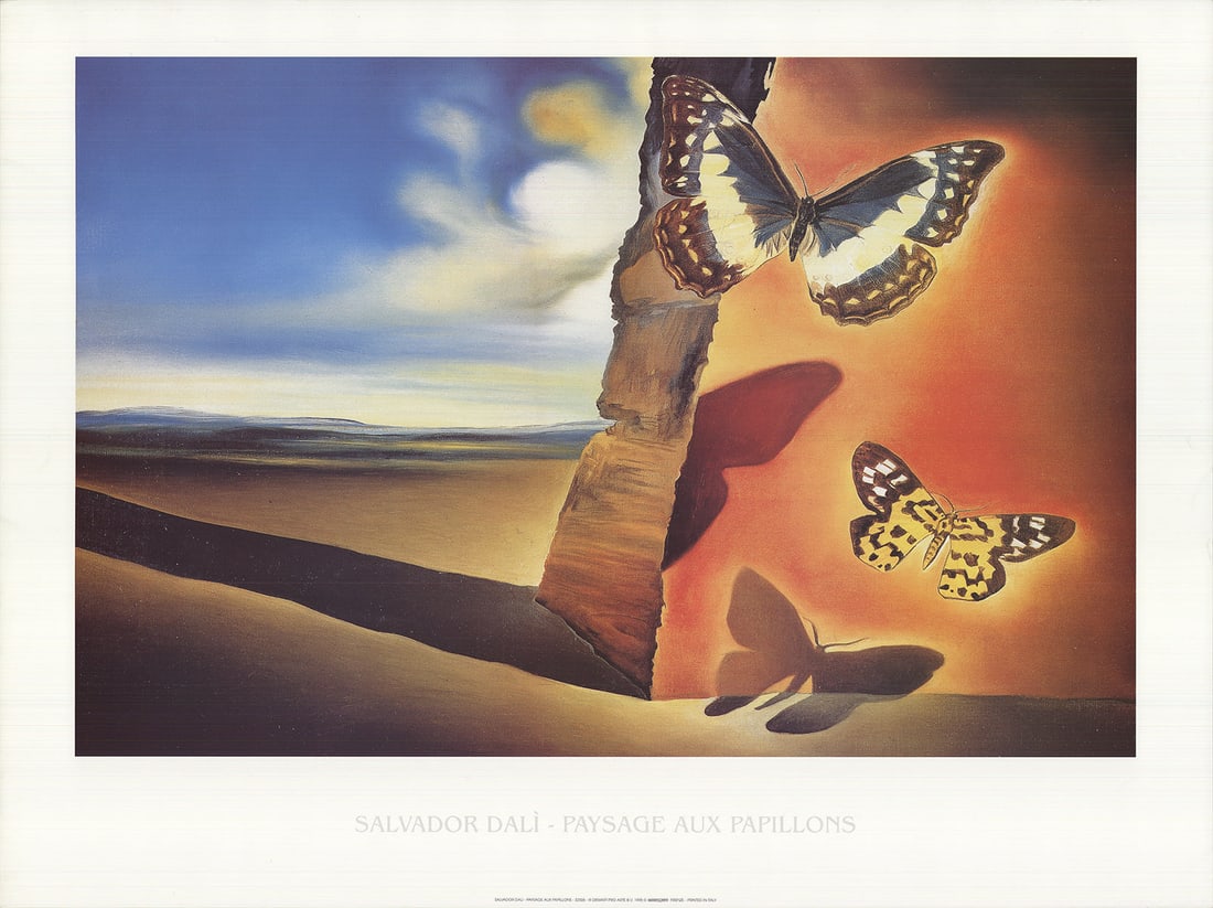 Butterfly Landscape: Butterfly Landscape by Salvador Dali, 1995 Unsigned Offset Lithograph. Paper size is 23.75 x 31.5 inches, with an image size of 18.25 x 27.5 inches. The Offset Lithograph is from an unknown edition