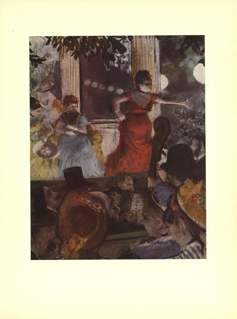 Cafe Concert: At Les Ambassadeurs: Cafe Concert: At Les Ambassadeurs by Edgar Degas, Unsigned Offset Lithograph. Paper size is 14.5 x 11 inches, with an image size of 10 x 8 inches. The Offset Lithograph is from an unknown edition
