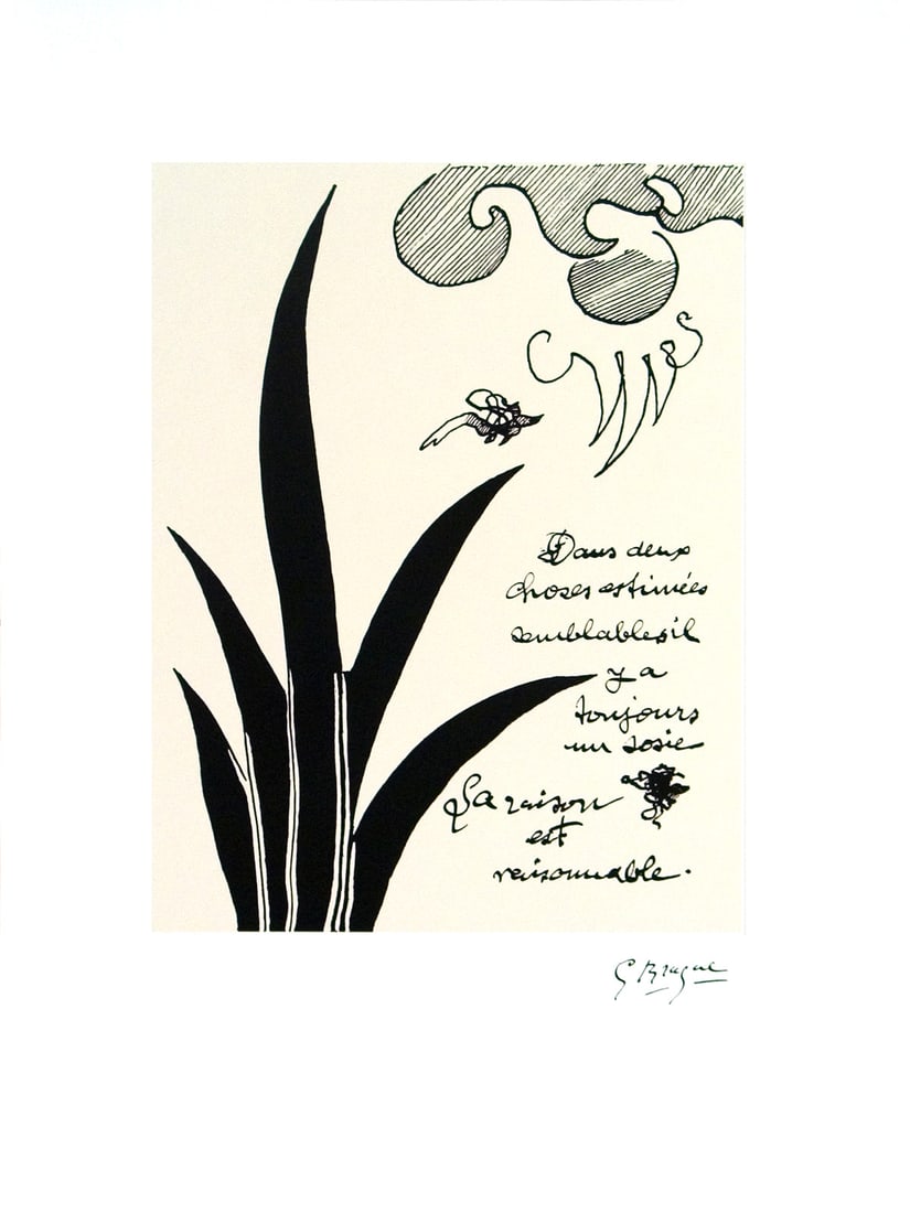 Dans Deux Choses: Dans Deux Choses by Georges Braque, 1993 Unsigned Offset Lithograph. Paper size is 23.5 x 17.75 inches, with an image size of 15 x 11.5 inches. The Offset Lithograph is from an edition size of 1000