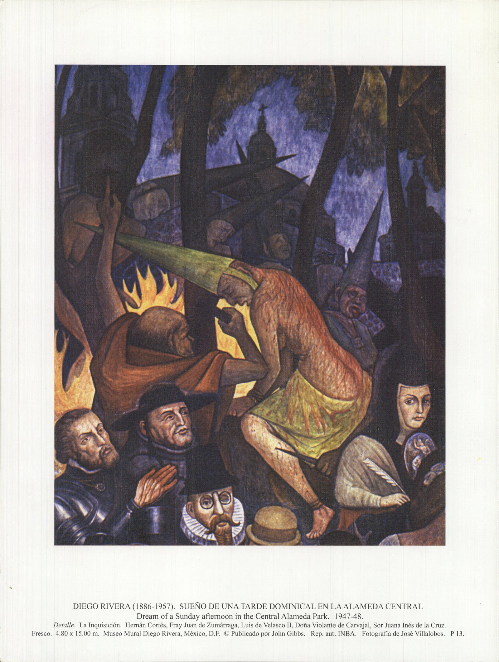 Dream of a Sunday Afternoon in Central Alameda Park.: Dream of a Sunday Afternoon in Central Alameda Park. by Diego Rivera, Unsigned Offset Lithograph. Paper size is 15.75 x 12 inches, with an image size of 11.5 x 9.5 inches. The Offset Lithograph is
