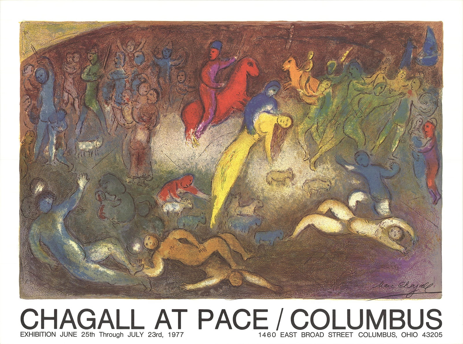 Enlevement de Chloe (Abduction of Chloe): Enlevement de Chloe (Abduction of Chloe) by Marc Chagall, 1977 Unsigned Lithograph. Paper size is 25 x 33.5 inches, with an image size of 20 x 30.5 inches. The Lithograph is from an edition size of