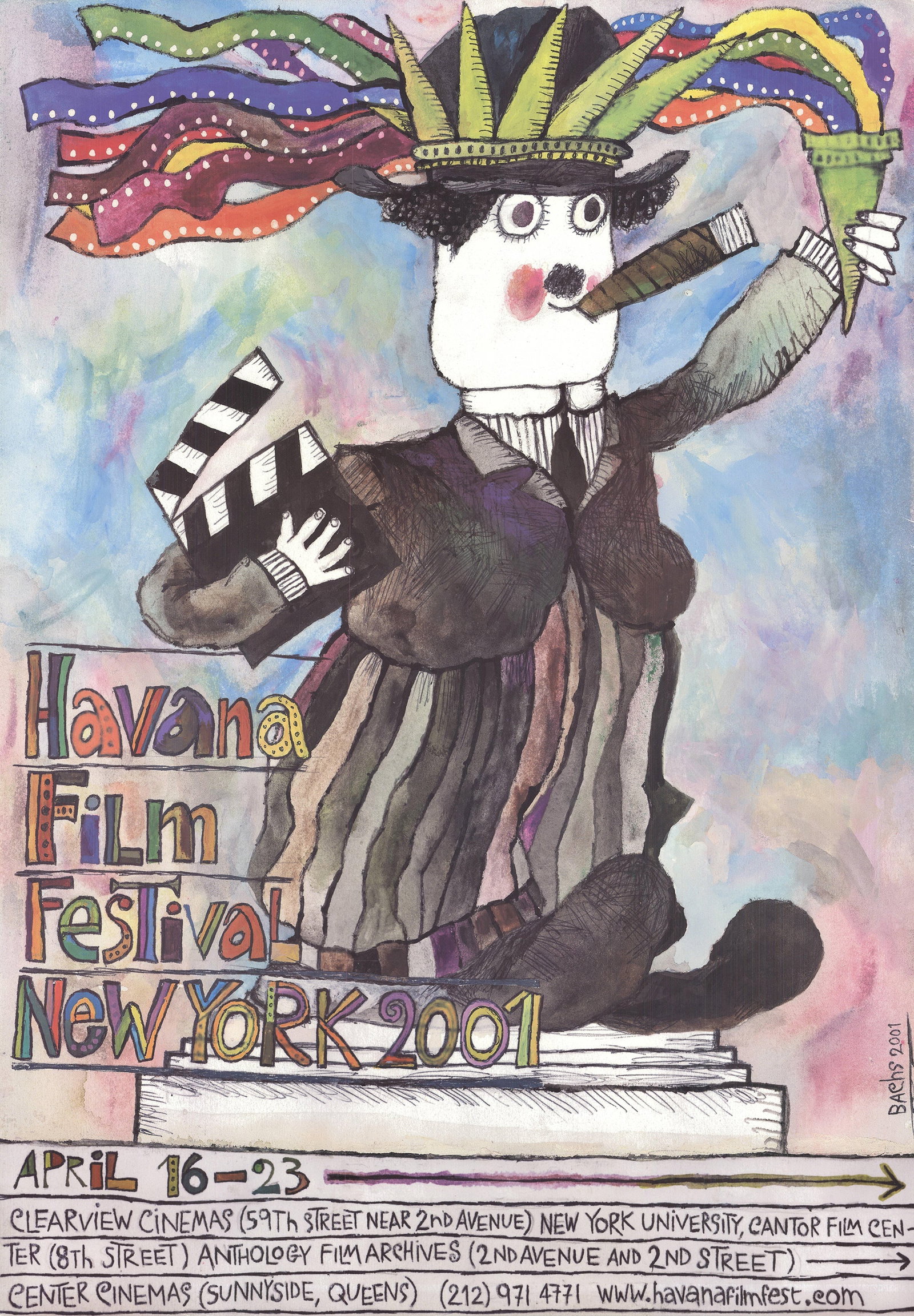 Havana Film Festival: Havana Film Festival by Eduardo Munoz Bachs, 2001 Unsigned Offset Lithograph. Paper size is 36 x 26.5 inches, with an image size of 36 x 26.5 inches. The Offset Lithograph is from an unknown edition