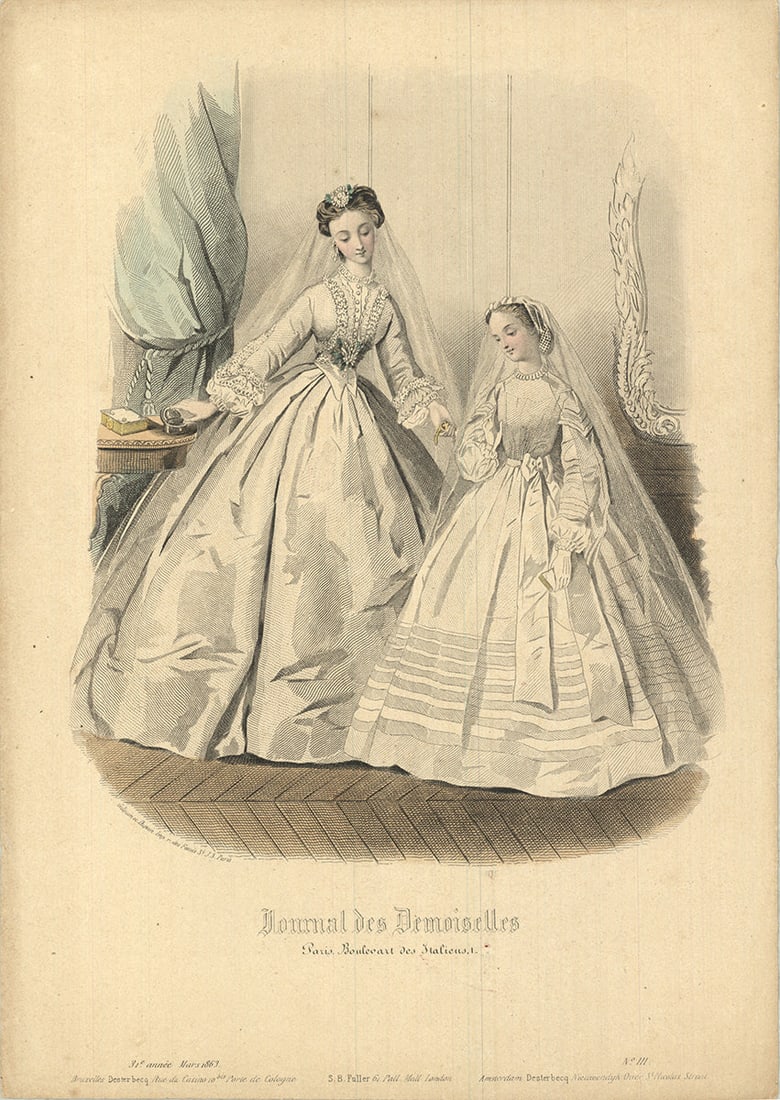 Journal des Demoiselles II: Journal des Demoiselles II by Laure Noel, 1863 Unsigned Lithograph. Paper size is 11 x 8 inches, with an image size of 11 x 8 inches. The Lithograph is from an unknown edition size. and is not