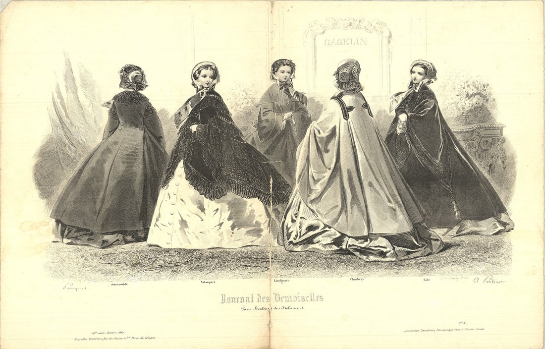 Journal des Demoiselles XI: Journal des Demoiselles XI by Laure Noel, 1860 Unsigned Lithograph. Paper size is 11 x 16 inches, with an image size of 11 x 16 inches. The Lithograph is from an unknown edition size. and is not