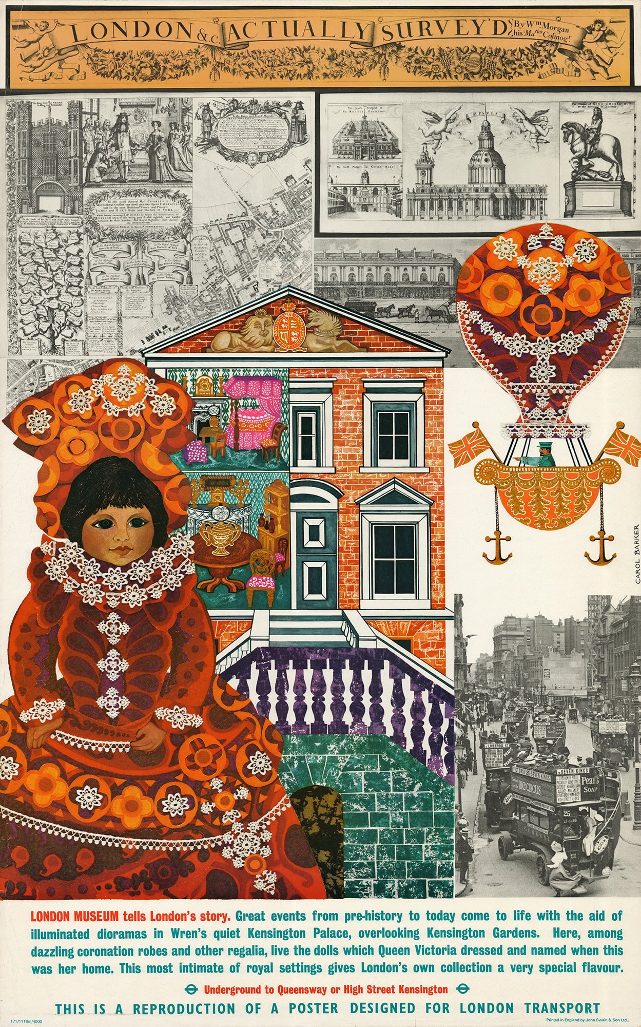 London Museum tells London's Story: London Museum tells London's Story by Carol Barker, 1970 Unsigned Offset Lithograph. Paper size is 39.5 x 25 inches, with an image size of 39.5 x 25 inches. The Offset Lithograph is from an unknown