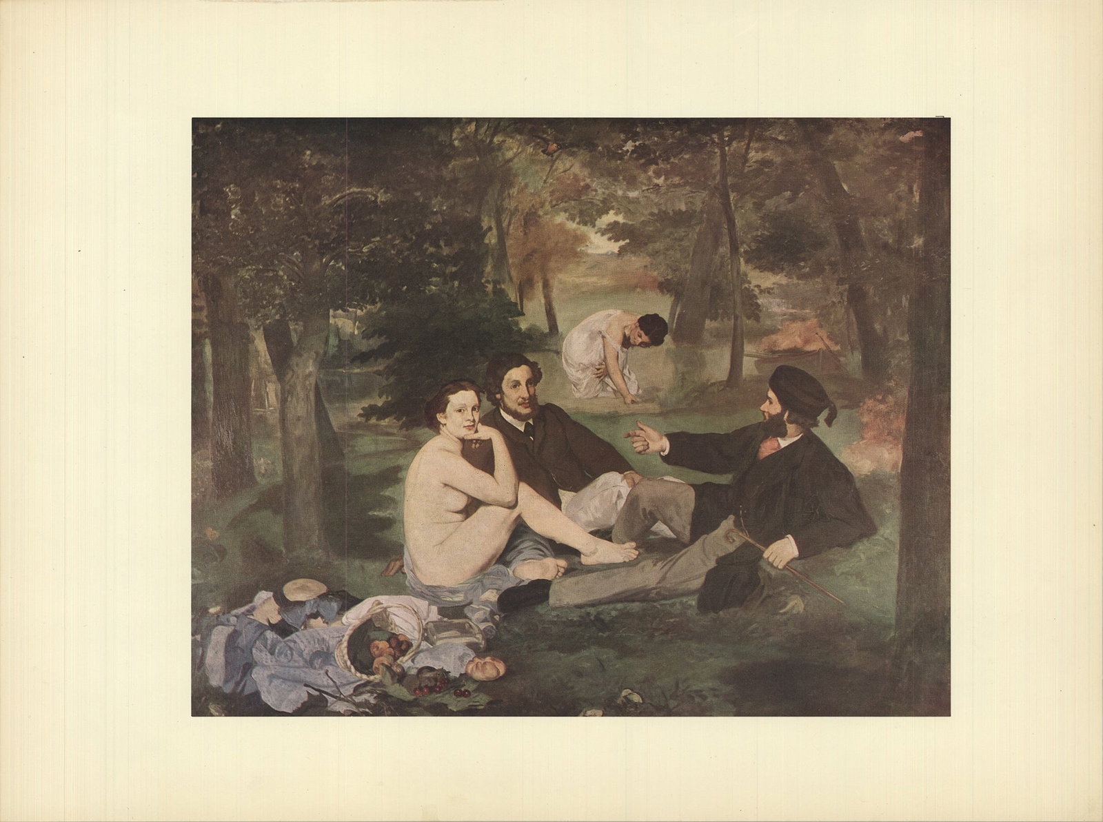 Luncheon on the Grass: Luncheon on the Grass by Edouard Manet, 1953 Unsigned Offset Lithograph. Paper size is 11 x 14.5 inches, with an image size of 8 x 10 inches. The Offset Lithograph is from an unknown edition size.