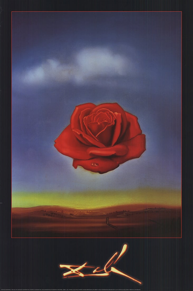 Meditative Rose: Meditative Rose by Salvador Dali, 2002 Unsigned Offset Lithograph. Paper size is 36 x 24 inches, with an image size of 28 x 21 inches. The Offset Lithograph is from an unknown edition size. and is