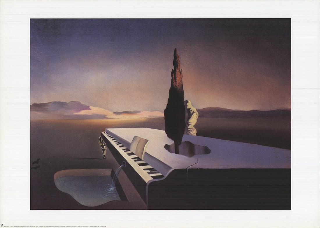 Necrophiliac Spring Flowering From Piano with Tail: Necrophiliac Spring Flowering From Piano with Tail by Salvador Dali, 2000 Unsigned Offset Lithograph. Paper size is 19.75 x 27.5 inches, with an image size of 16.5 x 22.5 inches. The Offset