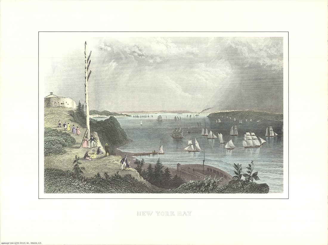 New York Bay from the Telegraph Station: New York Bay from the Telegraph Station by W.H. Bartlett, 1994 Unsigned Offset Lithograph. Paper size is 19.5 x 26 inches, with an image size of 12.5 x 19 inches. The Offset Lithograph is from an