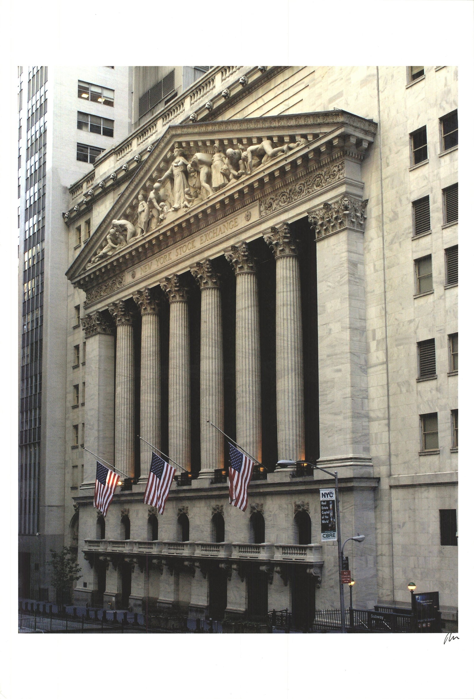 New York Stock Exchange: New York Stock Exchange by Artist Unknown, Unsigned Giclee. Paper size is 19 x 13 inches, with an image size of 15.5 x 12 inches. The Giclee is from an unknown edition size. and is not framed. The