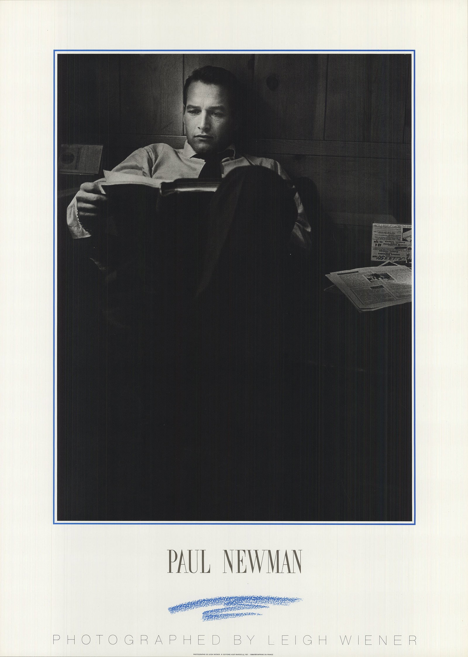 Paul Newman: Paul Newman by Leigh Wiener, 1992 Unsigned Offset Lithograph. Paper size is 27.5 x 19.75 inches, with an image size of 19.5 x 15 inches. The Offset Lithograph is from an unknown edition size. and is