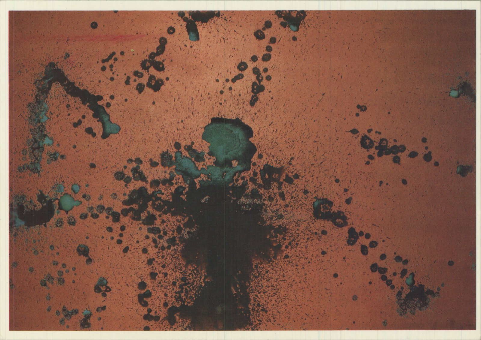 Pisspainting: Pisspainting by Andy Warhol, 1988 Postcard. Paper size is 4.25 x 6 inches, with an image size of 4 x 5.75 inches. The Postcard is from an unknown edition size. and is not framed. The condition was