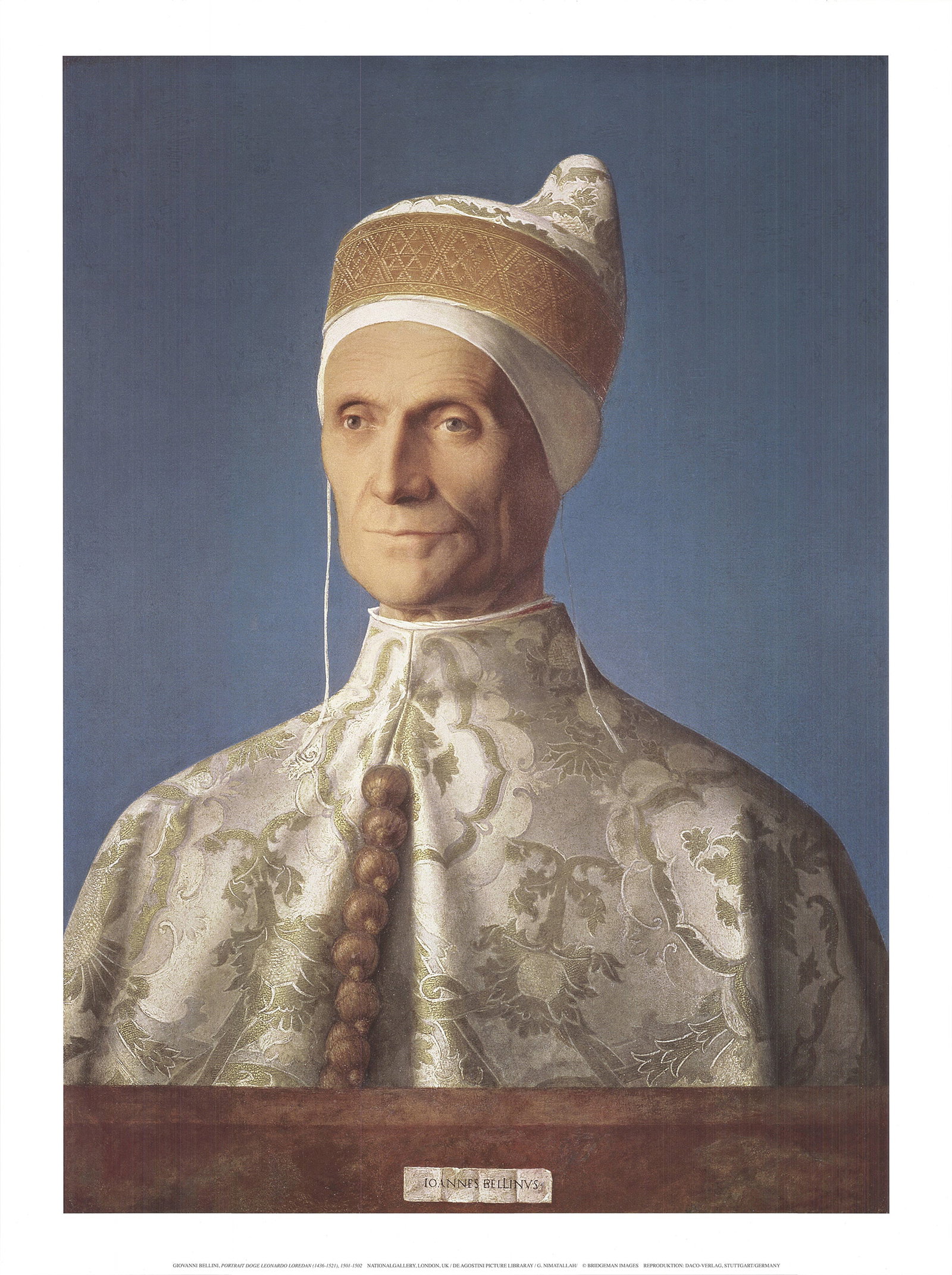 Portrait of Doge Leonardo Loredan: Portrait of Doge Leonardo Loredan by Giovanni Bellini, 2019 Unsigned Offset Lithograph. Paper size is 31.5 x 23.5 inches, with an image size of 28.5 x 20.5 inches. The Offset Lithograph is from an