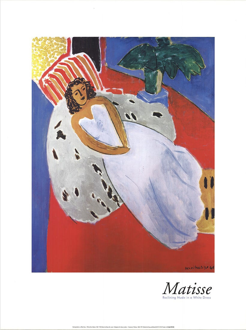 Reclining Figure in a White Dress: Reclining Figure in a White Dress by Henri Matisse, 1997 Unsigned Offset Lithograph. Paper size is 31.5 x 23.5 inches, with an image size of 22.5 x 17.5 inches. The Offset Lithograph is from an