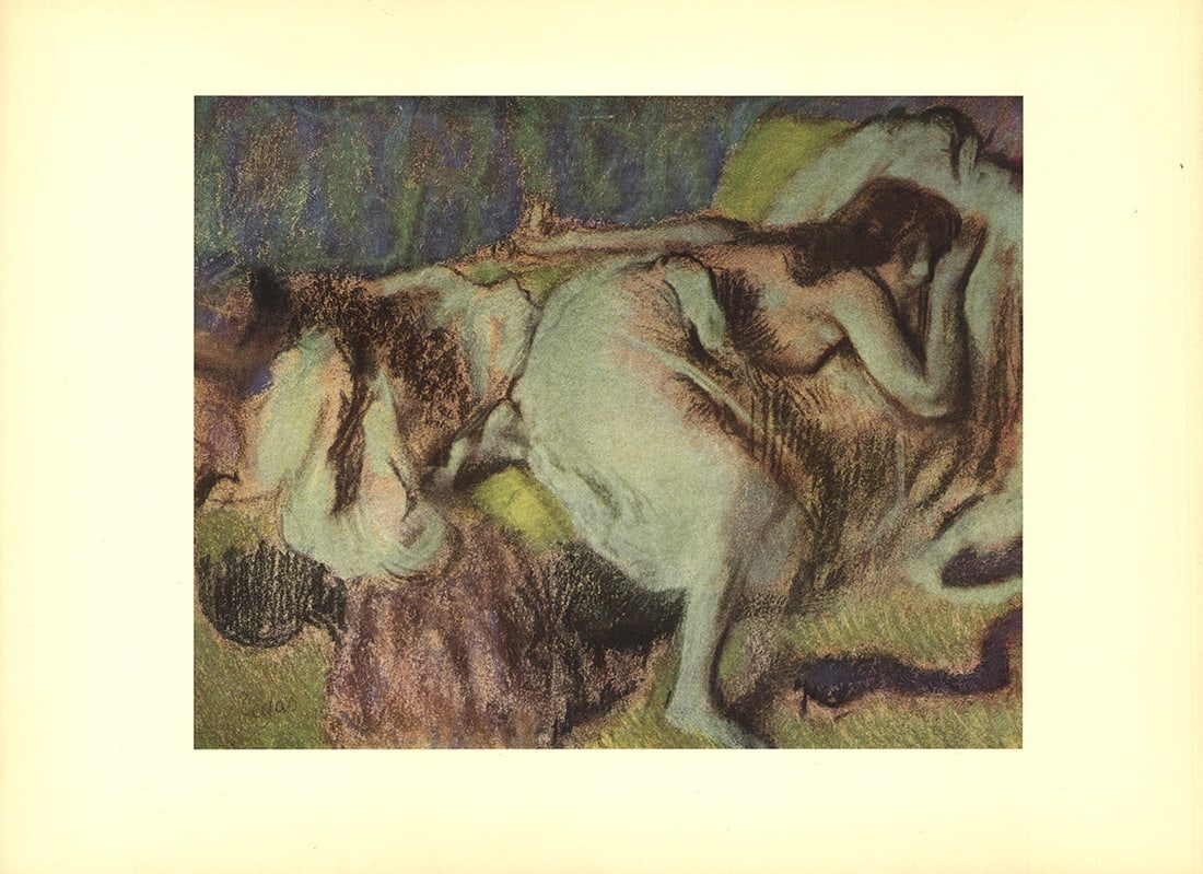 Repose: Repose by Edgar Degas, Unsigned Offset Lithograph. Paper size is 10.5 x 14.5 inches, with an image size of 8 x 10 inches. The Offset Lithograph is from an unknown edition size. and is not framed. The