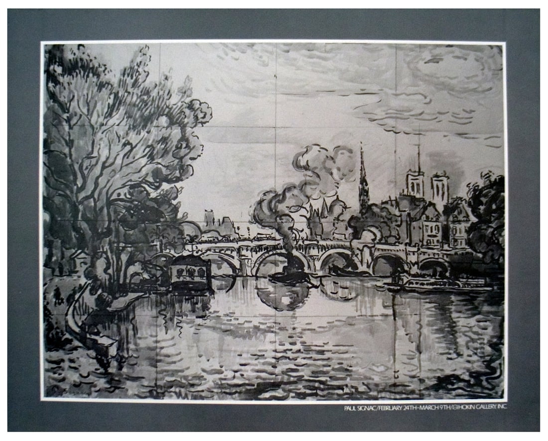 River Scene: River Scene by Paul Signac, 1970 Unsigned Offset Lithograph. Paper size is 18.5 x 22.5 inches, with an image size of 15 x 19 inches. The Offset Lithograph is from an edition size of 1000 and is not