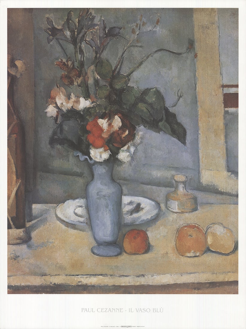 The Blue Vase: The Blue Vase by Paul Cezanne, 1999 Unsigned Offset Lithograph. Paper size is 31.5 x 23.75 inches, with an image size of 27.25 x 22 inches. The Offset Lithograph is from an unknown edition size. and