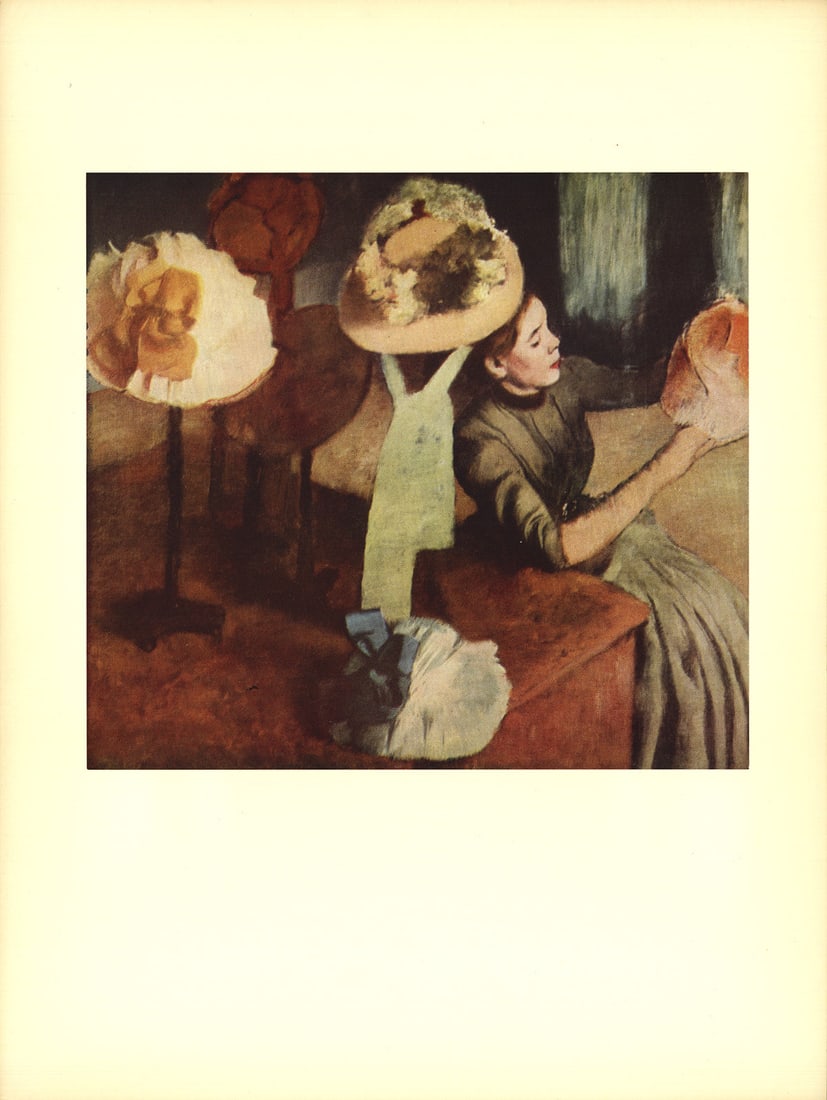 The Millinery Shop: The Millinery Shop by Edgar Degas, Unsigned Offset Lithograph. Paper size is 14.5 x 11 inches, with an image size of 8 x 8.75 inches. The Offset Lithograph is from an unknown edition size. and is not