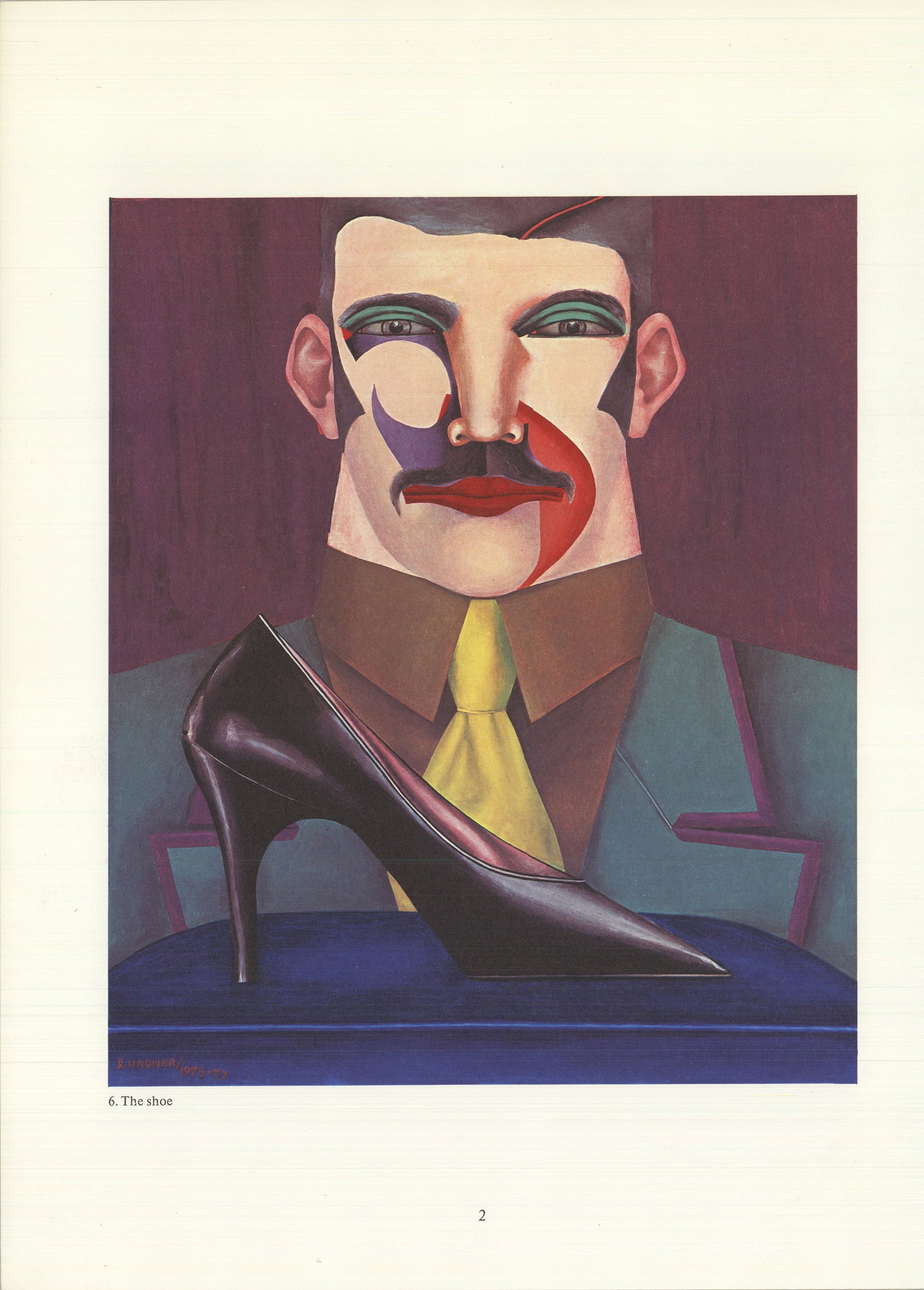 The Shoe: The Shoe by Richard Lindner, 1977 Unsigned Offset Lithograph. Paper size is 15 x 11 inches, with an image size of 10.25 x 8.5 inches. The Offset Lithograph is from an unknown edition size. and is not
