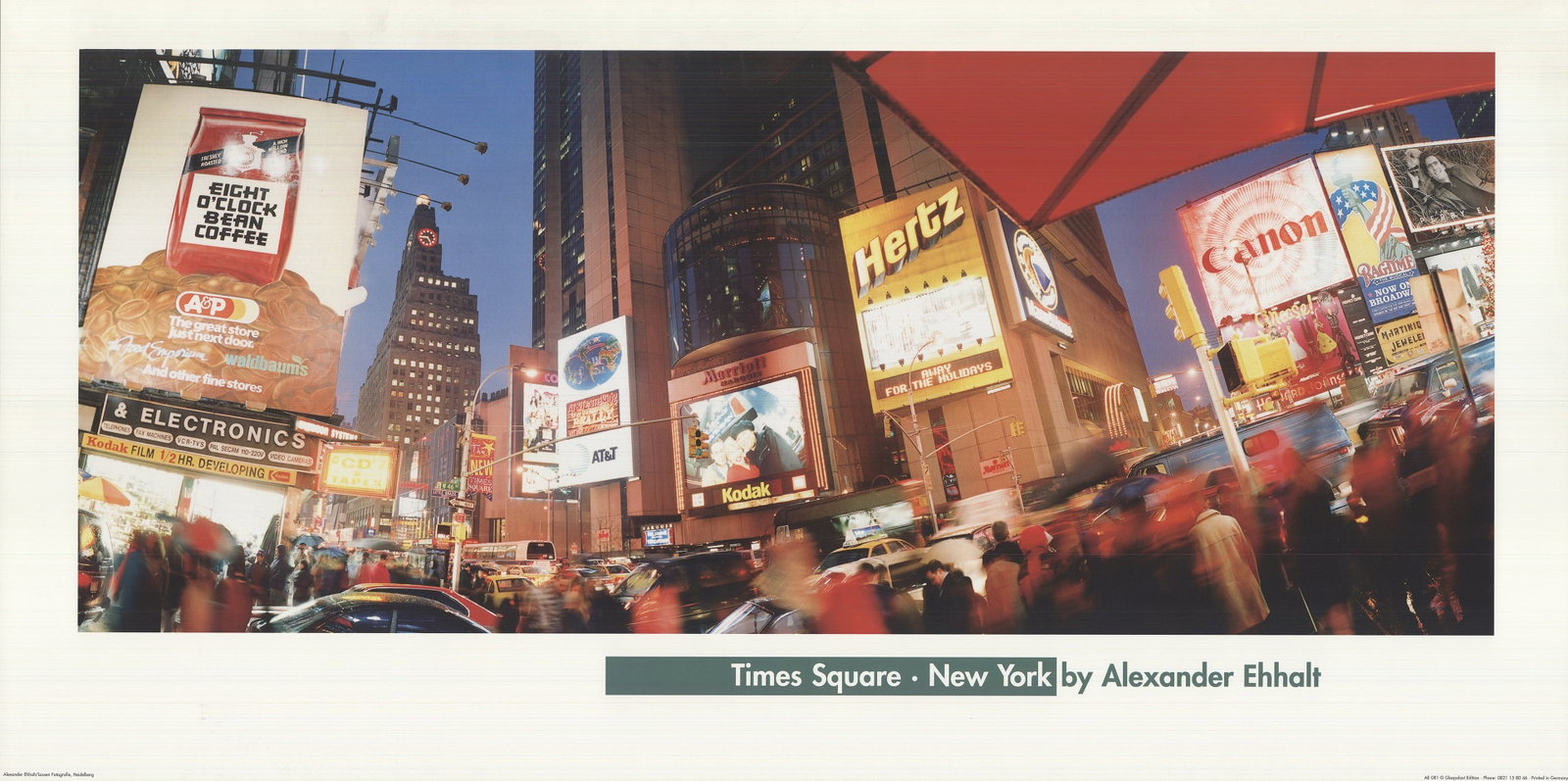 Times Square: Times Square by Alexander Ehhalt, Unsigned Offset Lithograph. Paper size is 19.75 x 39.25 inches, with an image size of 14.5 x 35.5 inches. The Offset Lithograph is from an unknown edition size. and