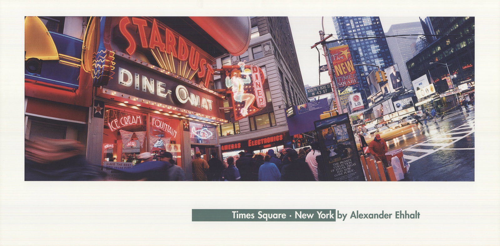 Times Square: Times Square by Alexander Ehhalt, Unsigned Offset Lithograph. Paper size is 19.75 x 39.25 inches, with an image size of 13 x 35.25 inches. The Offset Lithograph is from an unknown edition size. and