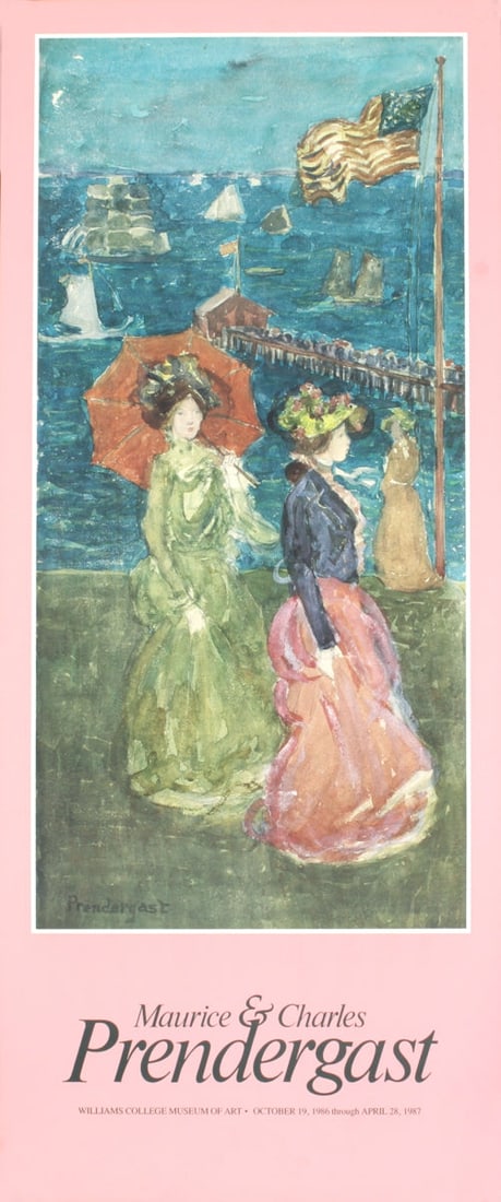 Williams College Museum of Art: Williams College Museum of Art by Maurice and Charles Prendergast, 1975 Unsigned Offset Lithograph. Paper size is 36 x 15 inches, with an image size of 26.75 x 13 inches. The Offset Lithograph is
