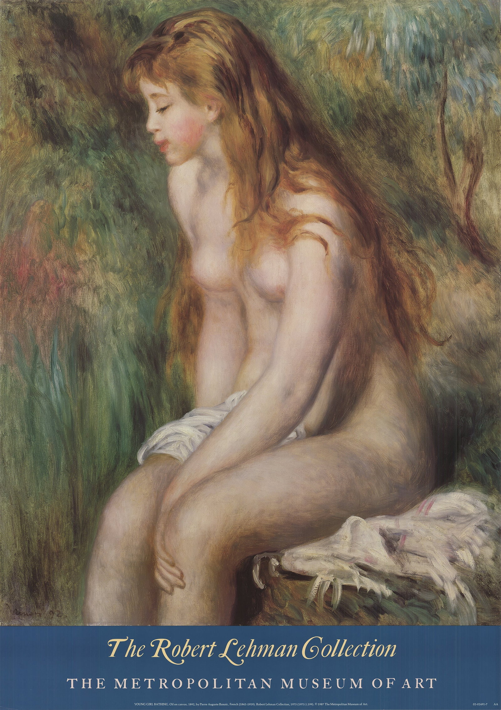 Young Girl bathing: Young Girl bathing by Pierre-Auguste Renoir, 1987 Unsigned Offset Lithograph. Paper size is 34 x 24 inches, with an image size of 30 x 24 inches. The Offset Lithograph is from an unknown edition