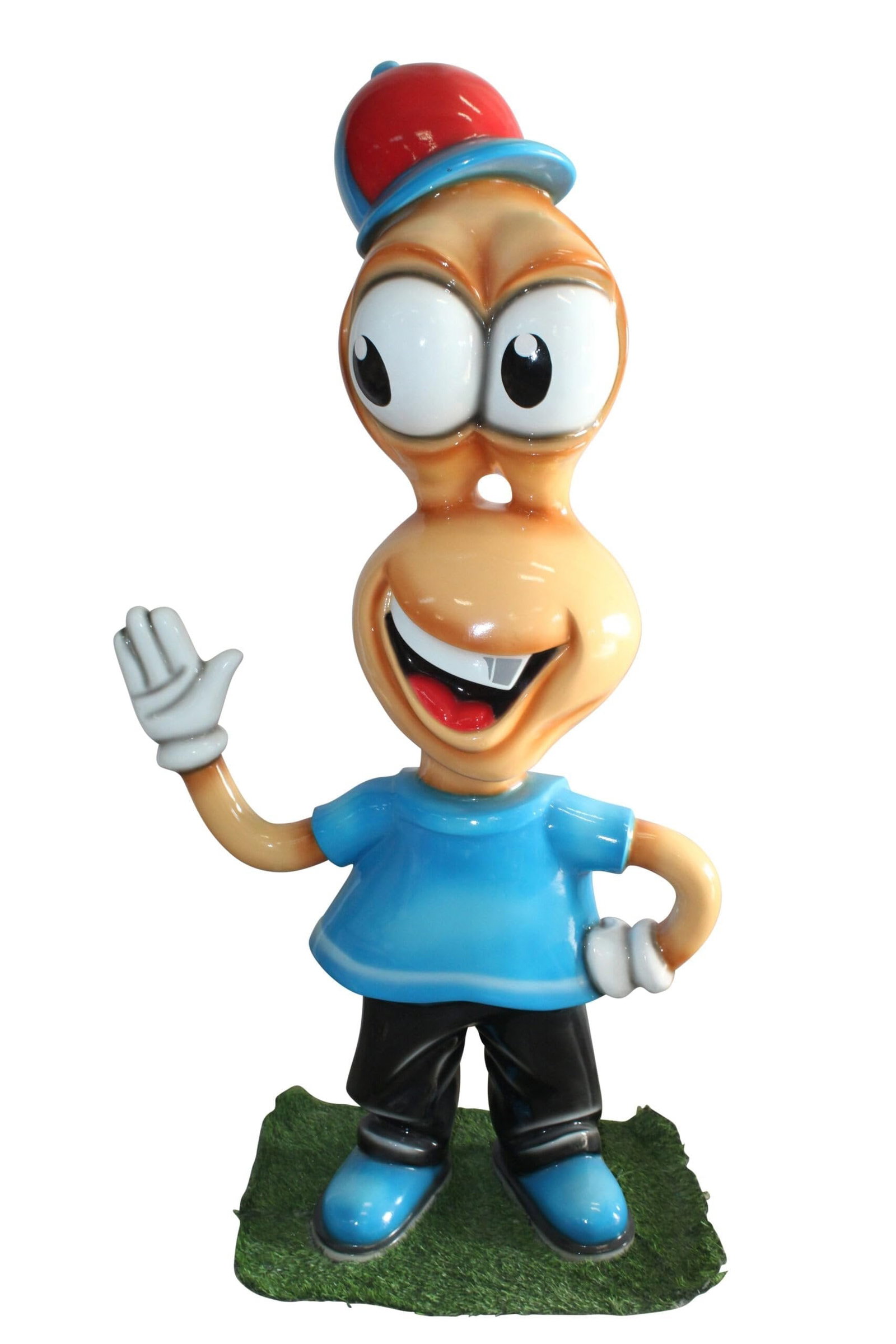 Fiberglass Peanut Cartoon Statue, Nostalgic Comic Charm 36" x 16" x 66"H: Title:Fiberglass Peanut Cartoon Statue, Nostalgic Comic Charm 36" x 16" x 66"H Description:Capture nostalgia with our Fiberglass Peanut Cartoon Statue. Handcrafted and casted, this charming piece